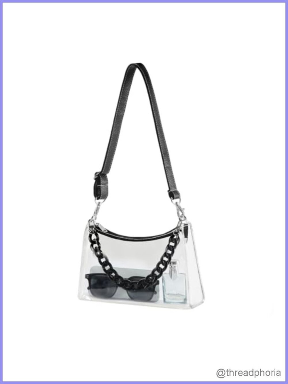 Clear Shoulder Bag Stadium Approved Crossbody PVC Purse with Chain Strap